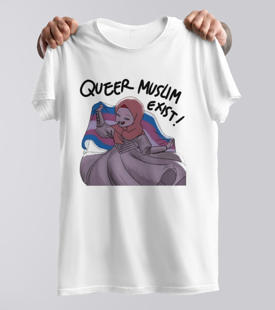 Queer Muslim Exist Transgender Flag Hijab Representation T-Shirt