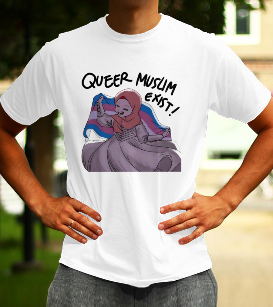 Queer Muslim Exist Transgender Flag Hijab Representation T-Shirt