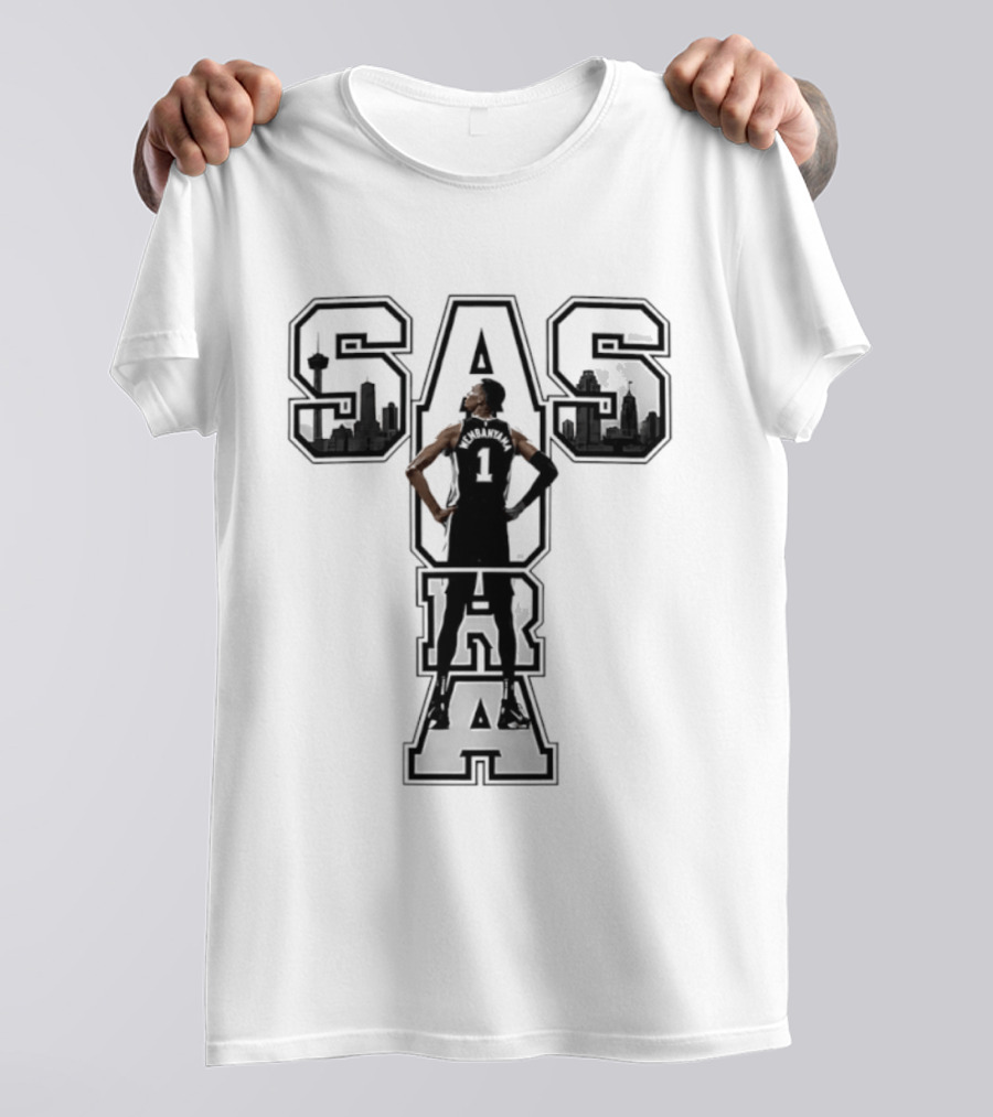 San Antonio SAS Aura Victor Wembanyama Basketball Skyline T-Shirt