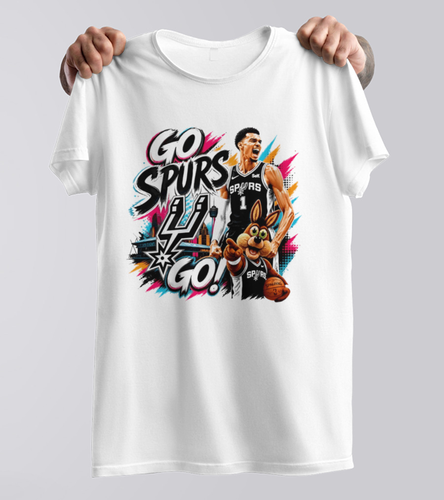 Go Spurs Go San Antonio Spurs Victor Wembanyama City Skyline T-Shirt