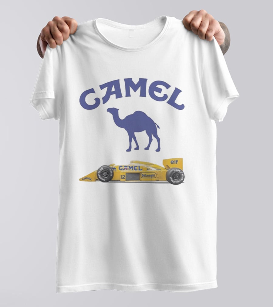 Camel F1 Racing Car With Camel Logo And Elf Branding T-Shirt