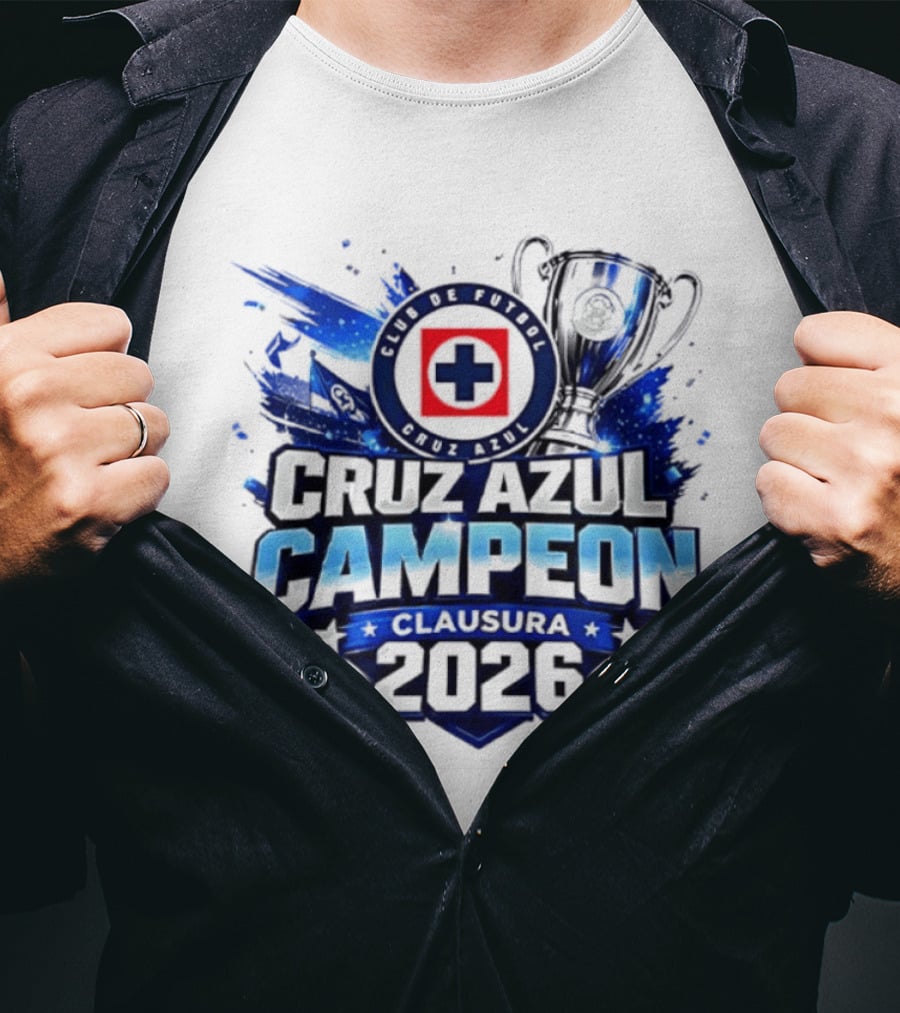 Cruz Azul Campeon Clausura 2026 Trophy Celebration T-Shirt
