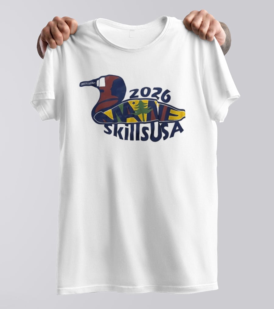 Maine 2026 SkillsUSA Loon Silhouette With State Flag T-Shirt