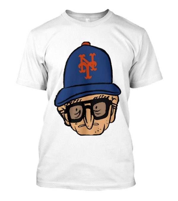 Old Jewish Men Big Head Caricature Mets Cap T-Shirt