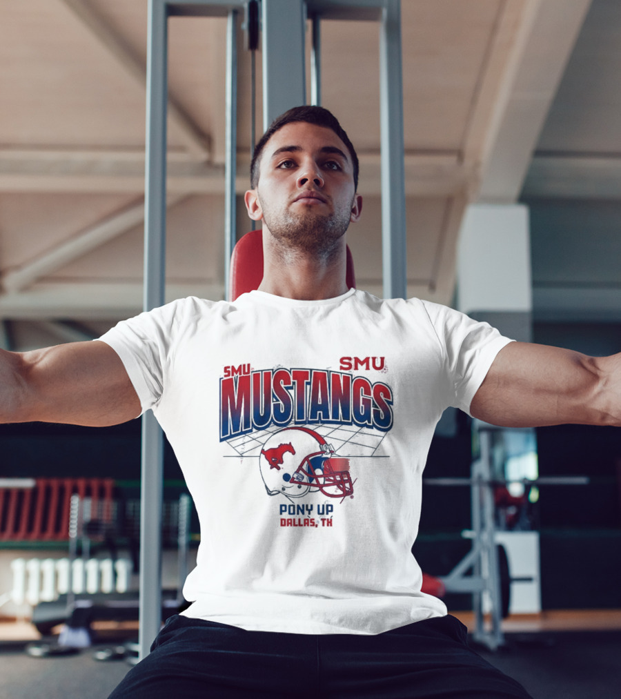 SMU Mustangs Pony Up Dallas Texas Football Helmet T-Shirt