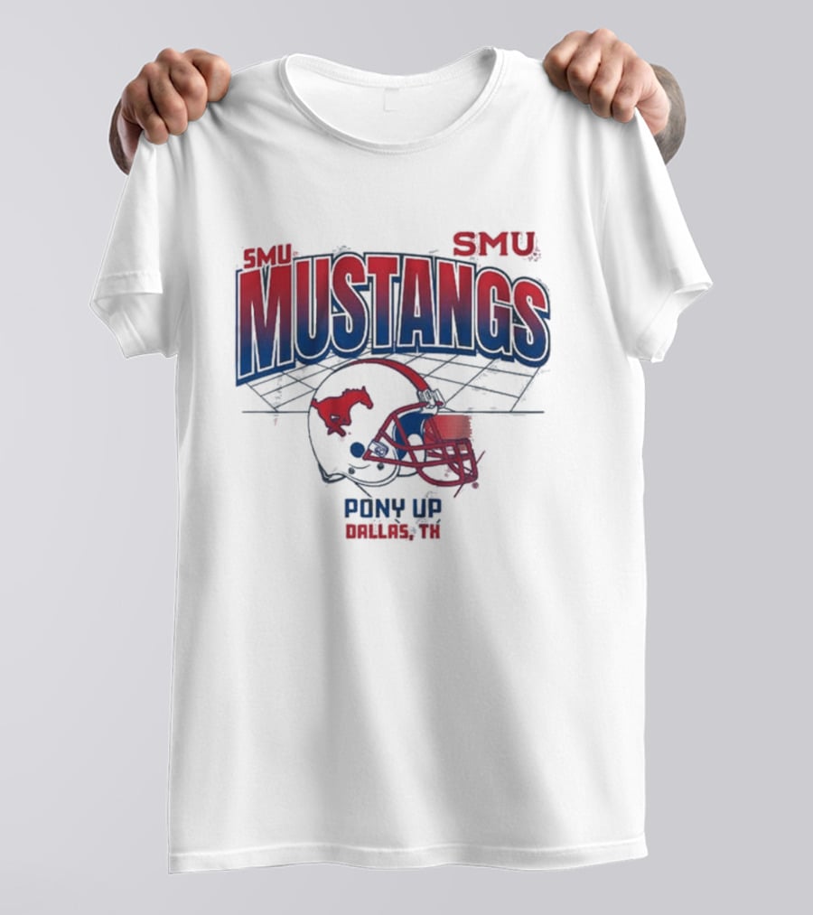 SMU Mustangs Pony Up Dallas Texas Football Helmet T-Shirt