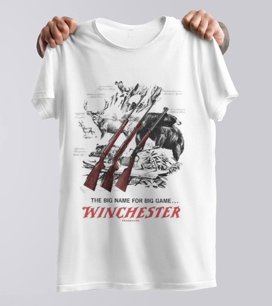 The Big Name For Big Game Winchester Heavyweight Three Rifles T-Shirt