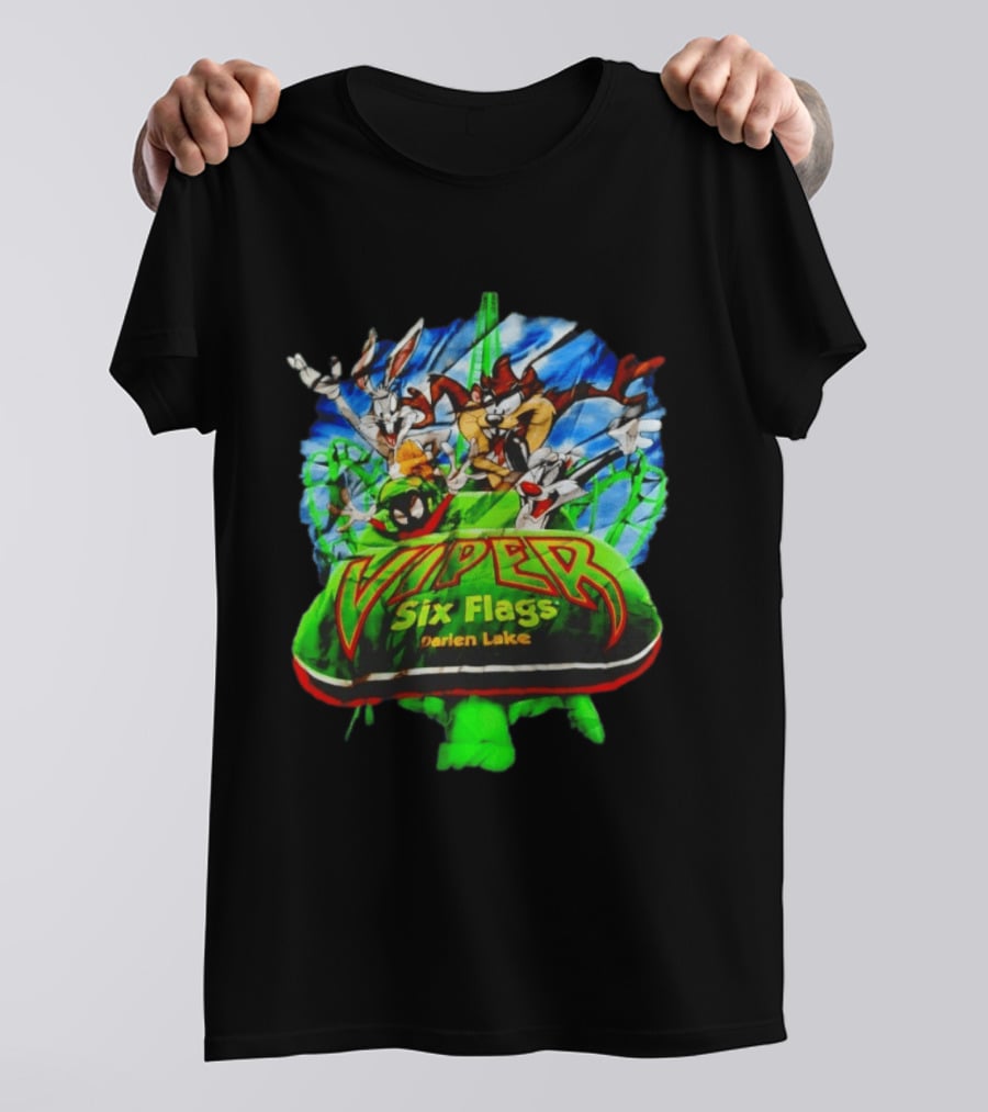 Viper Six Flags Darien Lake Looney Tunes Bugs Bunny Taz Sylvester T-Shirt