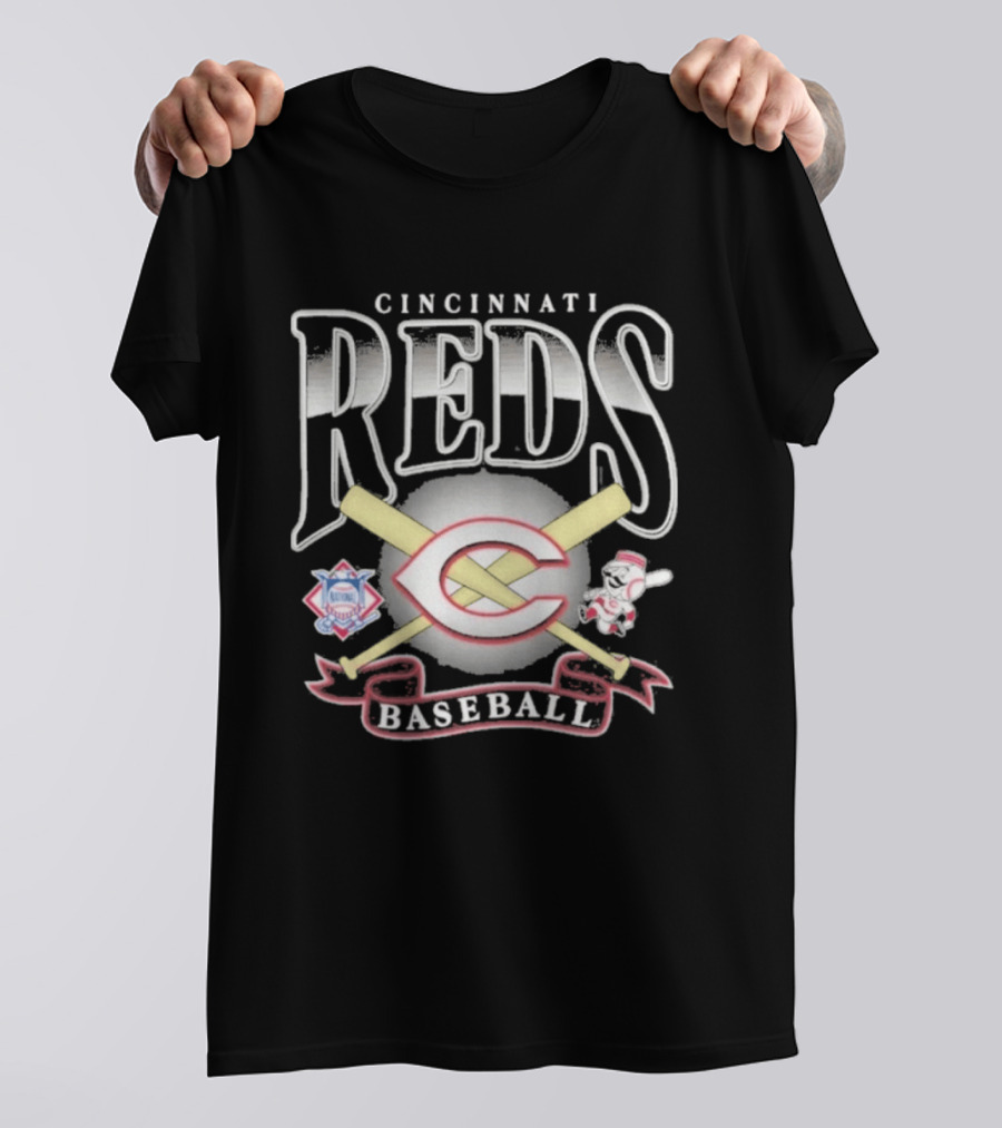 Cincinnati Reds Baseball Crossed Bats Mascot Chrometown Collection T-Shirt