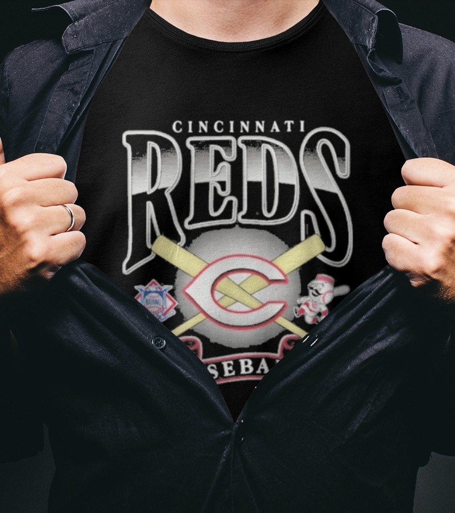 Cincinnati Reds Baseball Crossed Bats Mascot Chrometown Collection T-Shirt
