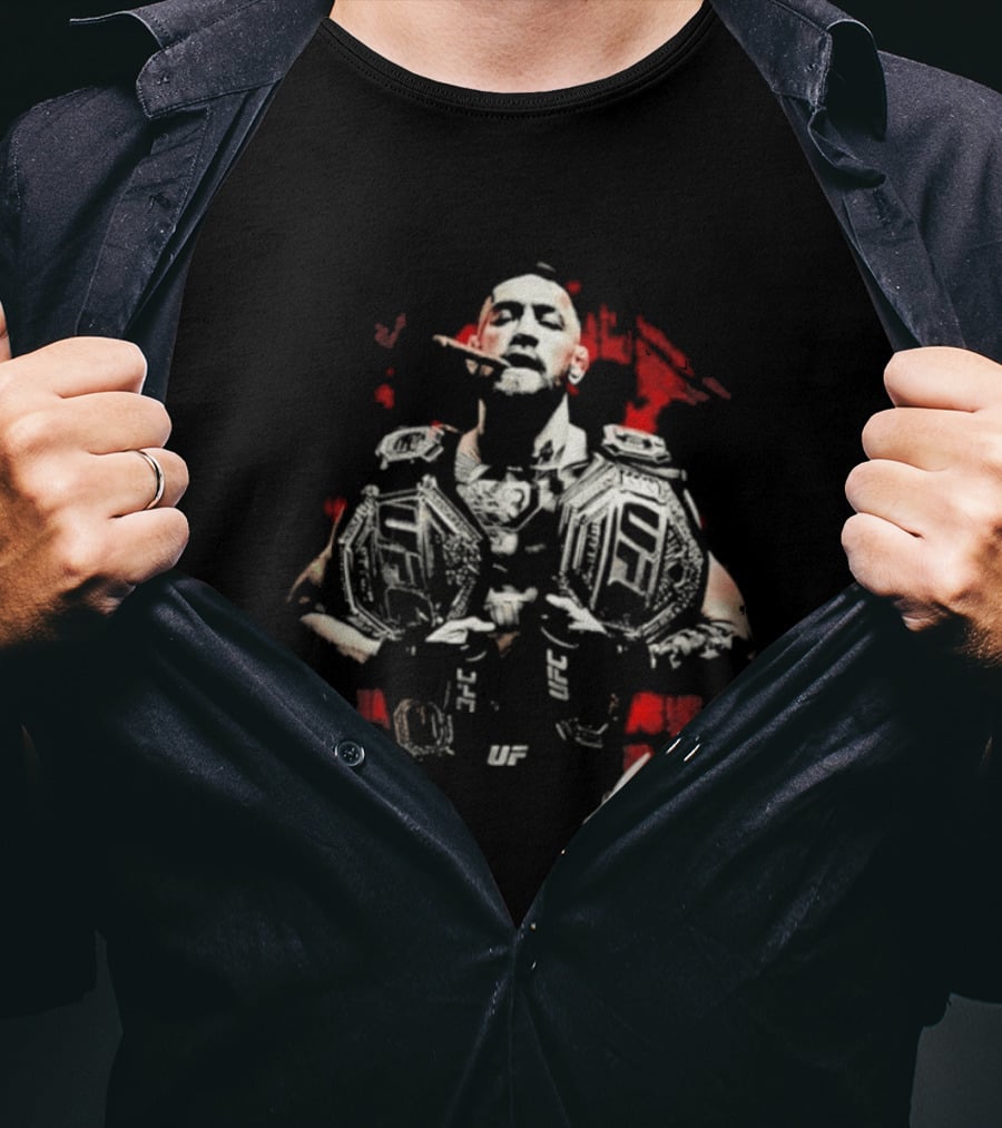 Conor McGregor Cigar UFC Champion Double Belt Signature T-Shirt
