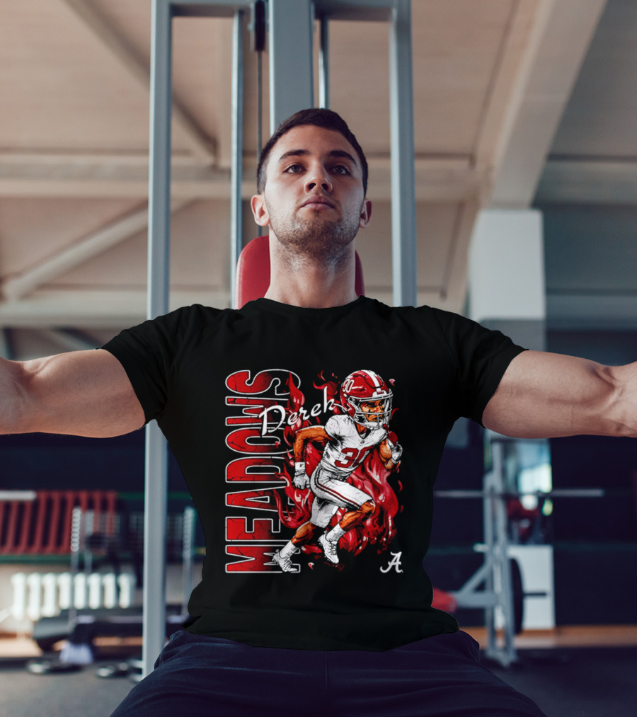 Derek Meadows Alabama Football NCAA Caricature Crimson Tide Player No. 30 T-Shirt