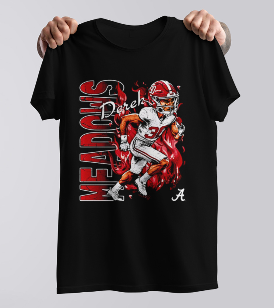Derek Meadows Alabama Football NCAA Caricature Crimson Tide Player No. 30 T-Shirt