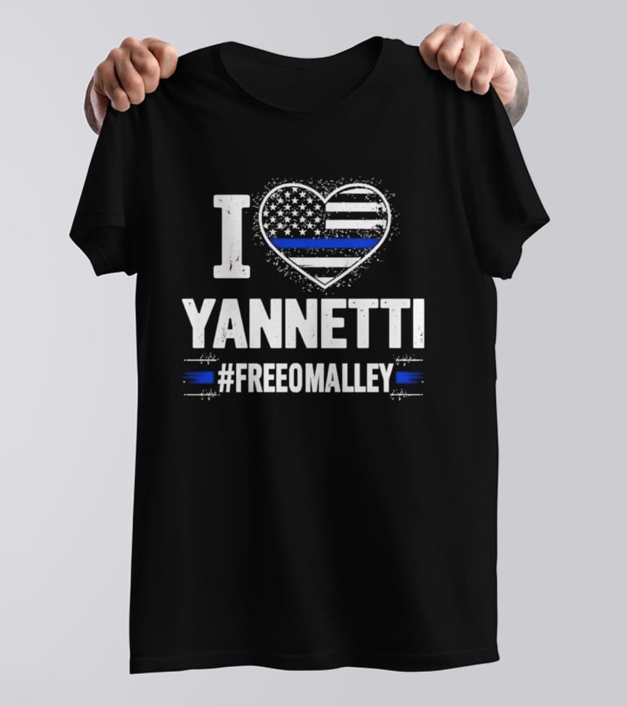 I Love Yannetti American Flag Blue Stripe Hashtag Free O'Malley T-Shirt
