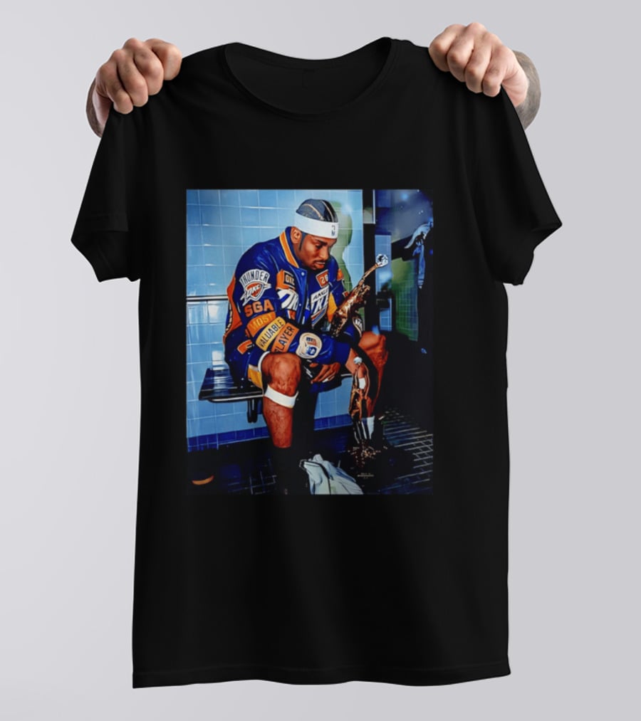 OKC Thunder Shai Gilgeous Alexander Back 2 Back MVP 2026 Locker Room Photo T-Shirt