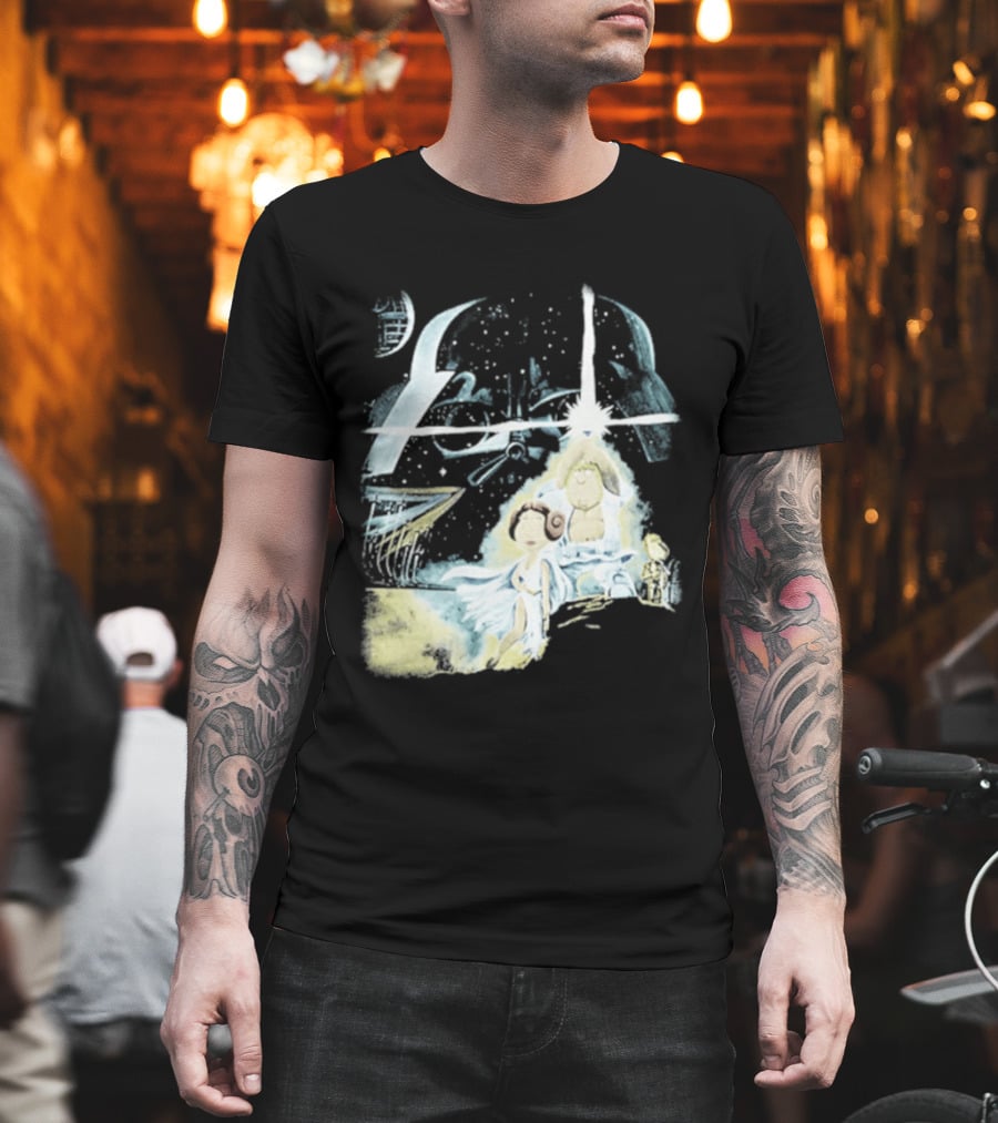 Star Wars Family Guy Princess Leia Lightsaber Spaceship Moon T-Shirt