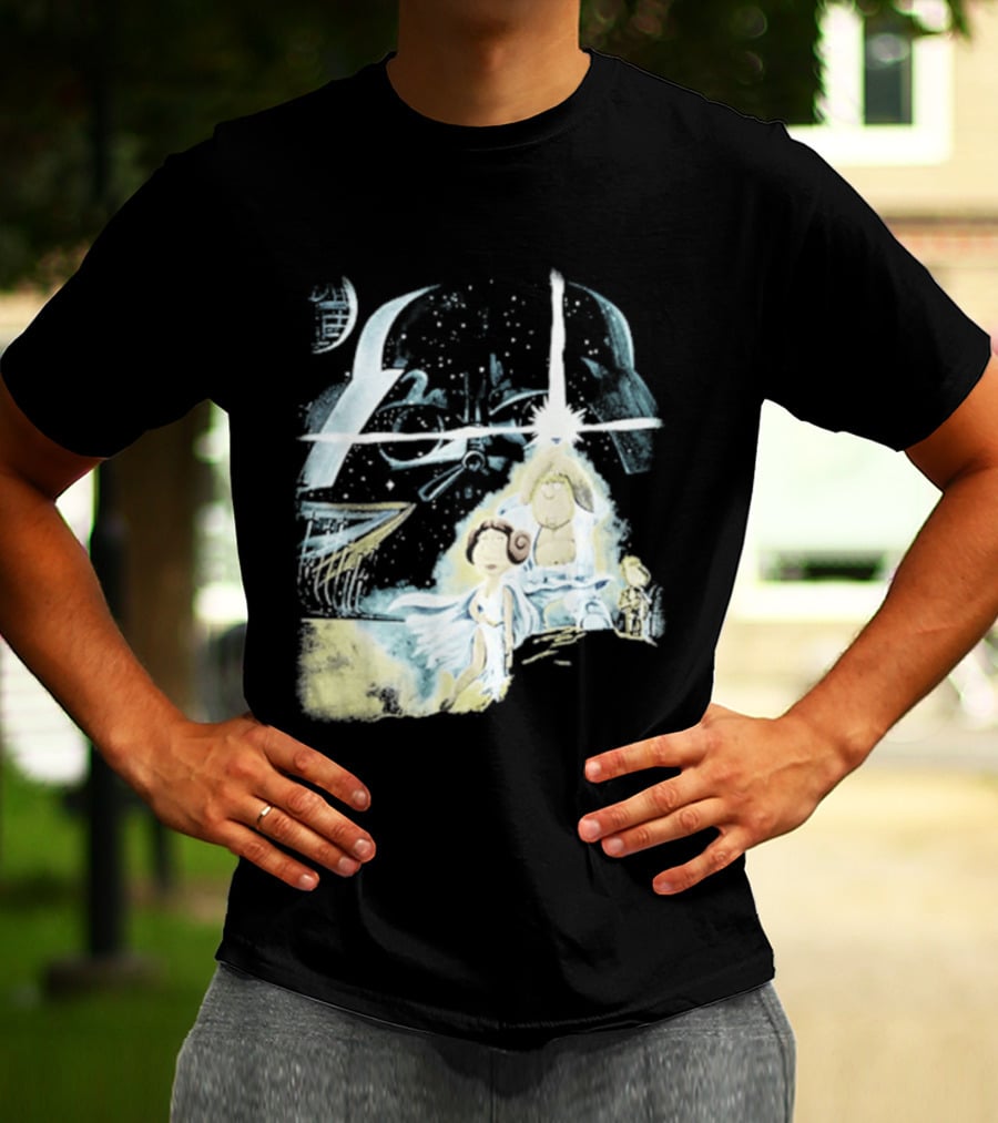 Star Wars Family Guy Princess Leia Lightsaber Spaceship Moon T-Shirt