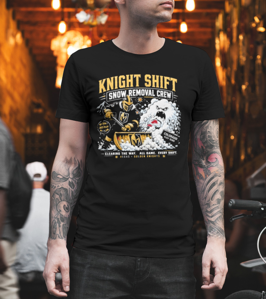 Vegas Golden Knights Knight Shift Snow Removal Crew Vs Colorado Avalanche Snow Battle T-Shirt