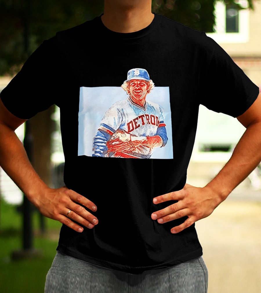 Detroit Tigers Mark Fidrych Vintage Baseball T-Shirt