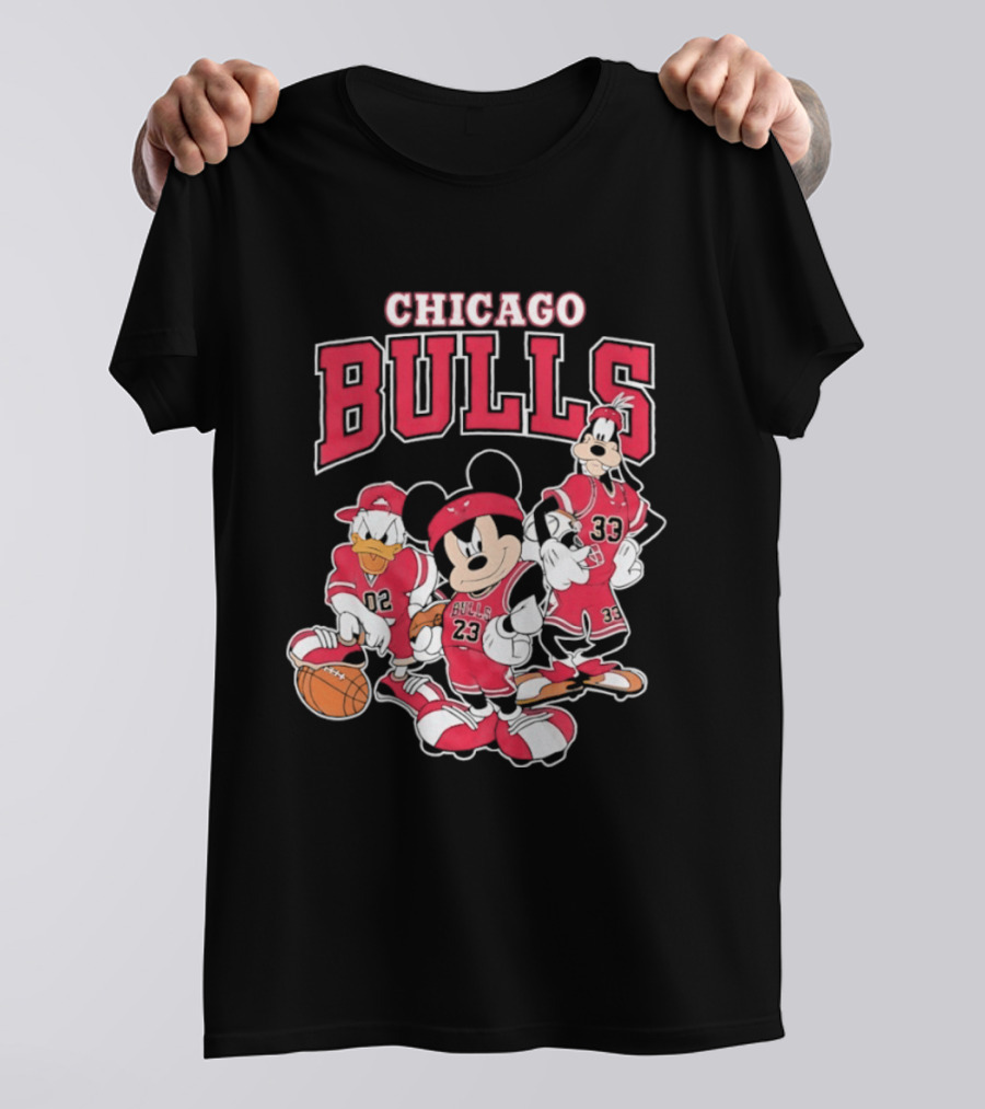 Mickey Mouse Donald Duck Goofy Chicago Bulls Jerseys Basketball T-Shirt