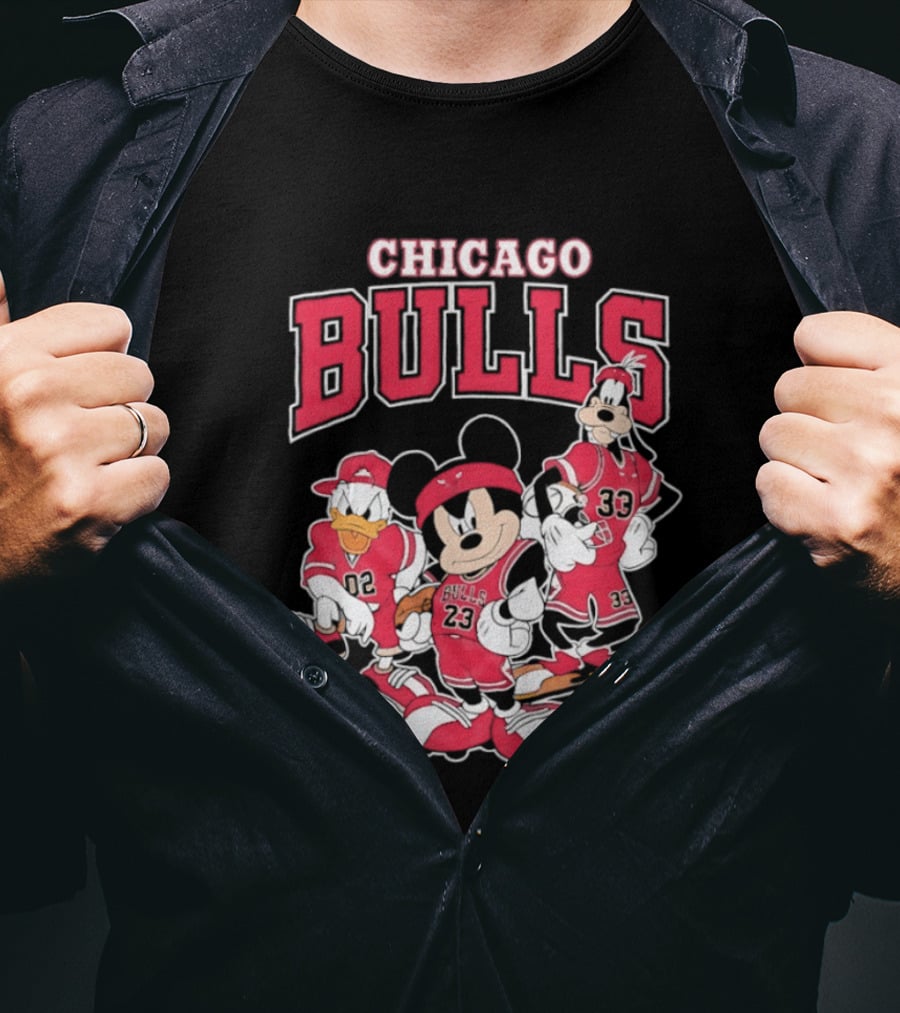 Mickey Mouse Donald Duck Goofy Chicago Bulls Jerseys Basketball T-Shirt