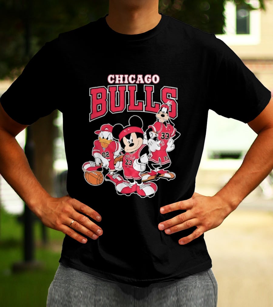 Mickey Mouse Donald Duck Goofy Chicago Bulls Jerseys Basketball T-Shirt
