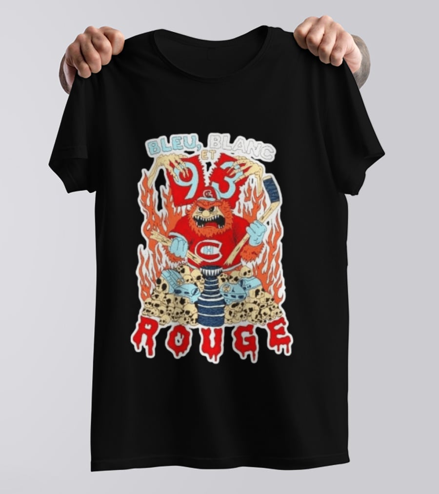 Bleu Blanc Et Rouge 93 Canadiens Hockey Monster T-Shirt