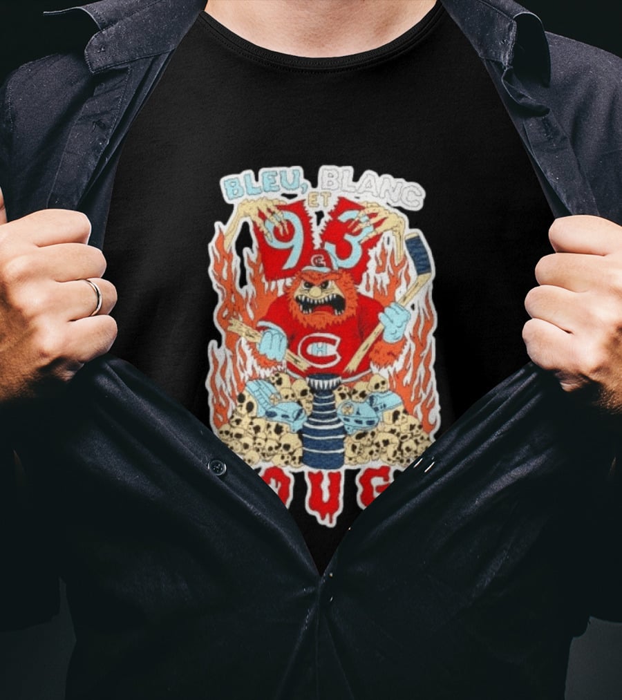Bleu Blanc Et Rouge 93 Canadiens Hockey Monster T-Shirt