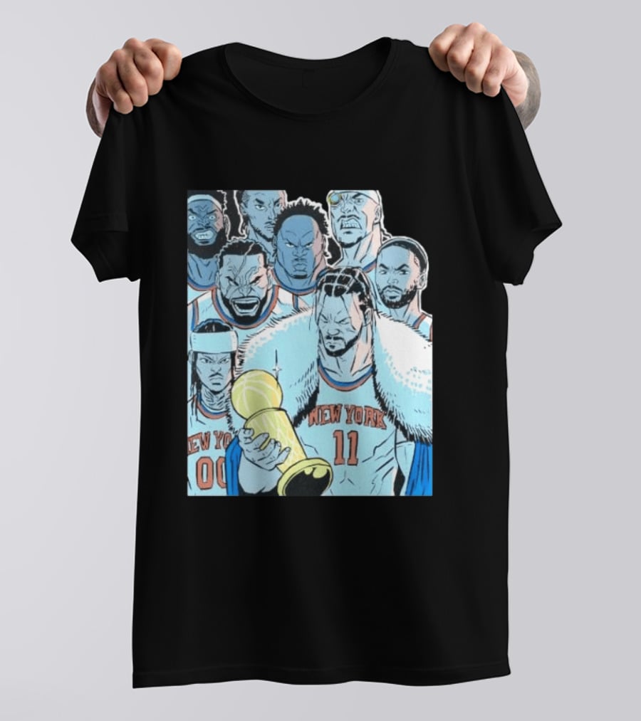 New York Knicks 2026 Invincible Indefensible Trophy Comic Style Basketball Team T-Shirt