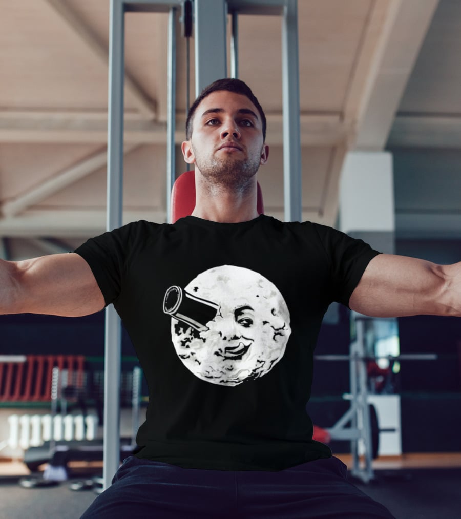 A Creamy Trip To The Moon Face Icon Rocket Classic Vintage Movie Scene T-Shirt