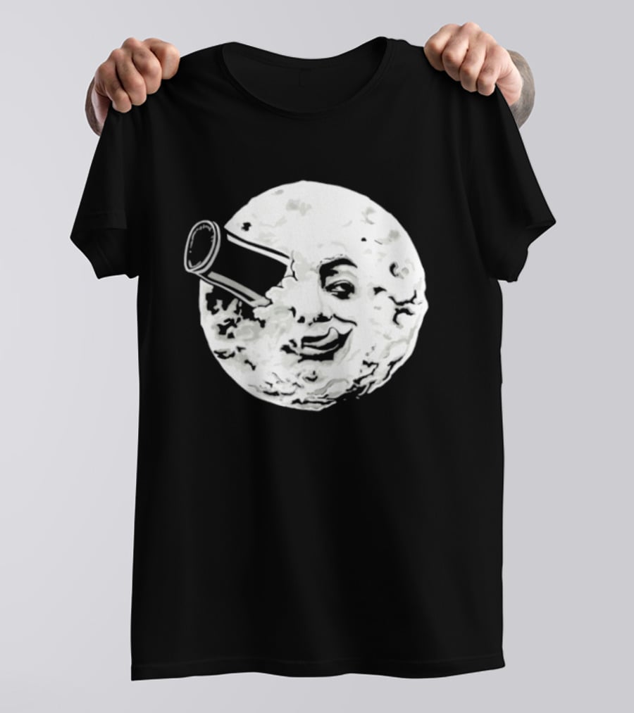 A Creamy Trip To The Moon Face Icon Rocket Classic Vintage Movie Scene T-Shirt