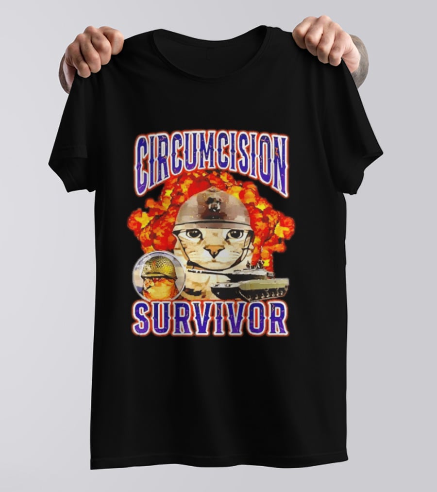 Circumcision Survivor Cat Explosion Tank Helmet T-Shirt
