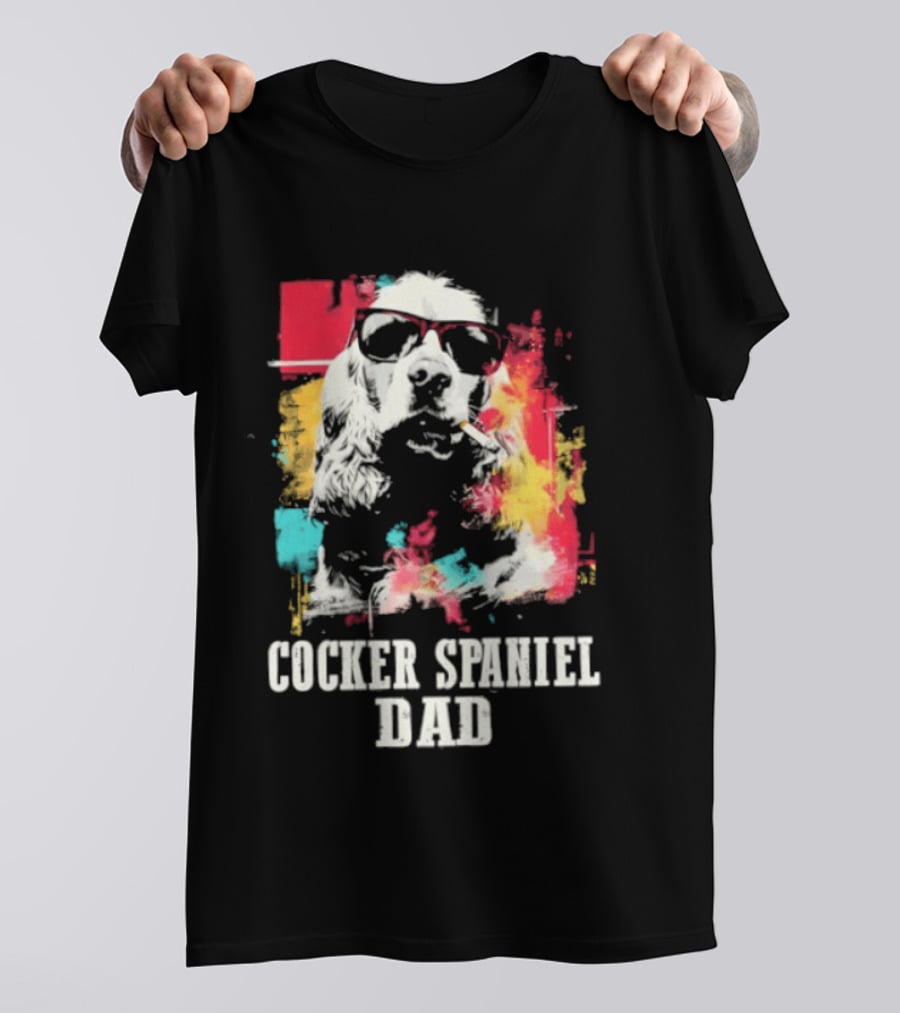 Cocker Spaniel Dad Colorful Sunglasses Father's Day 2026 T-Shirt