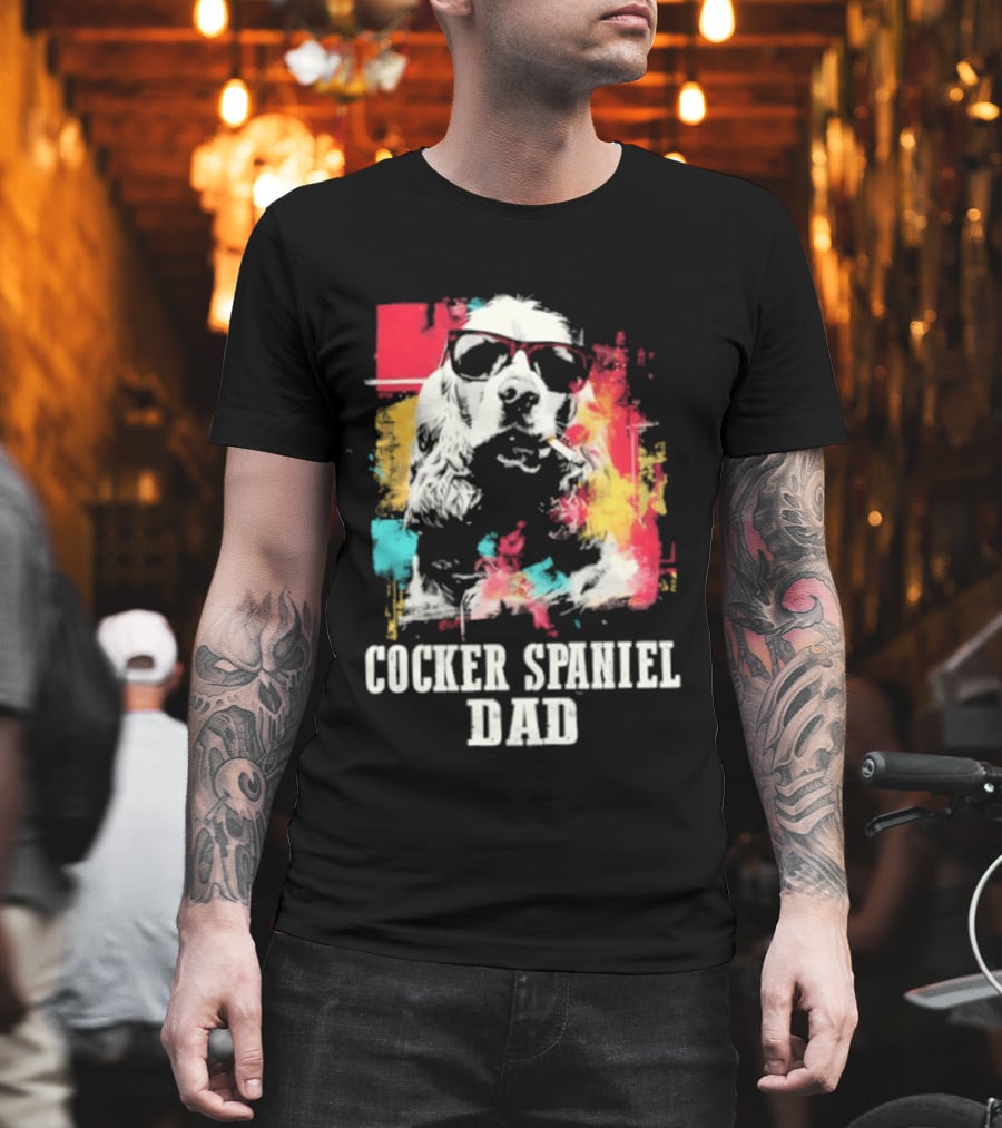Cocker Spaniel Dad Colorful Sunglasses Father's Day 2026 T-Shirt