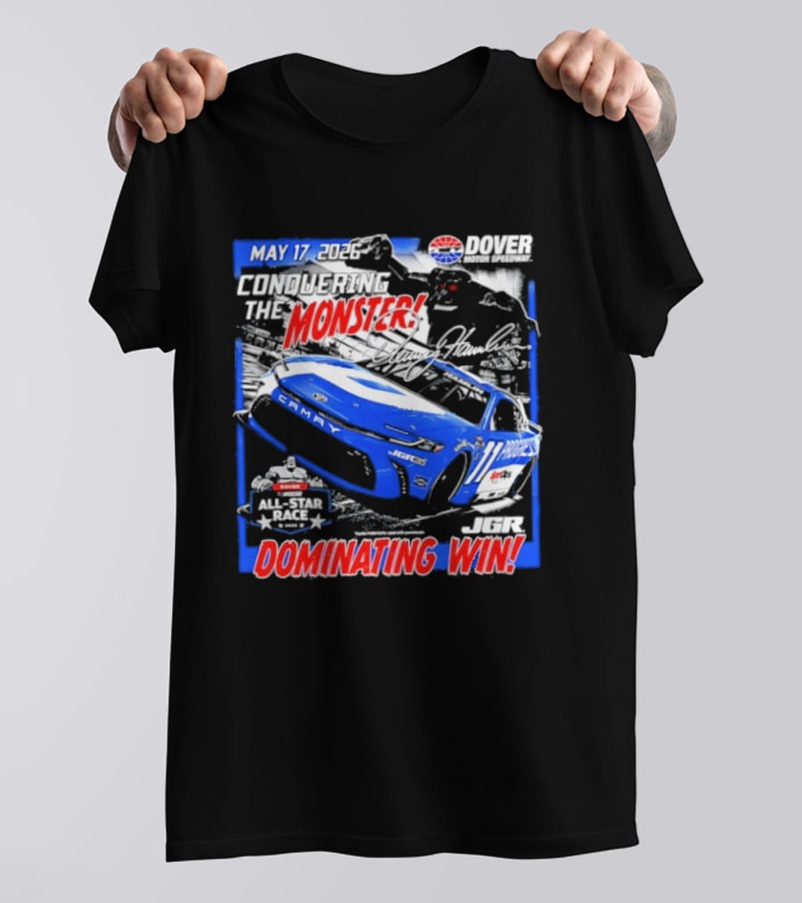 Denny Hamlin May 17 All Star Monster Dominating Win NASCAR Race Autographed T-Shirt