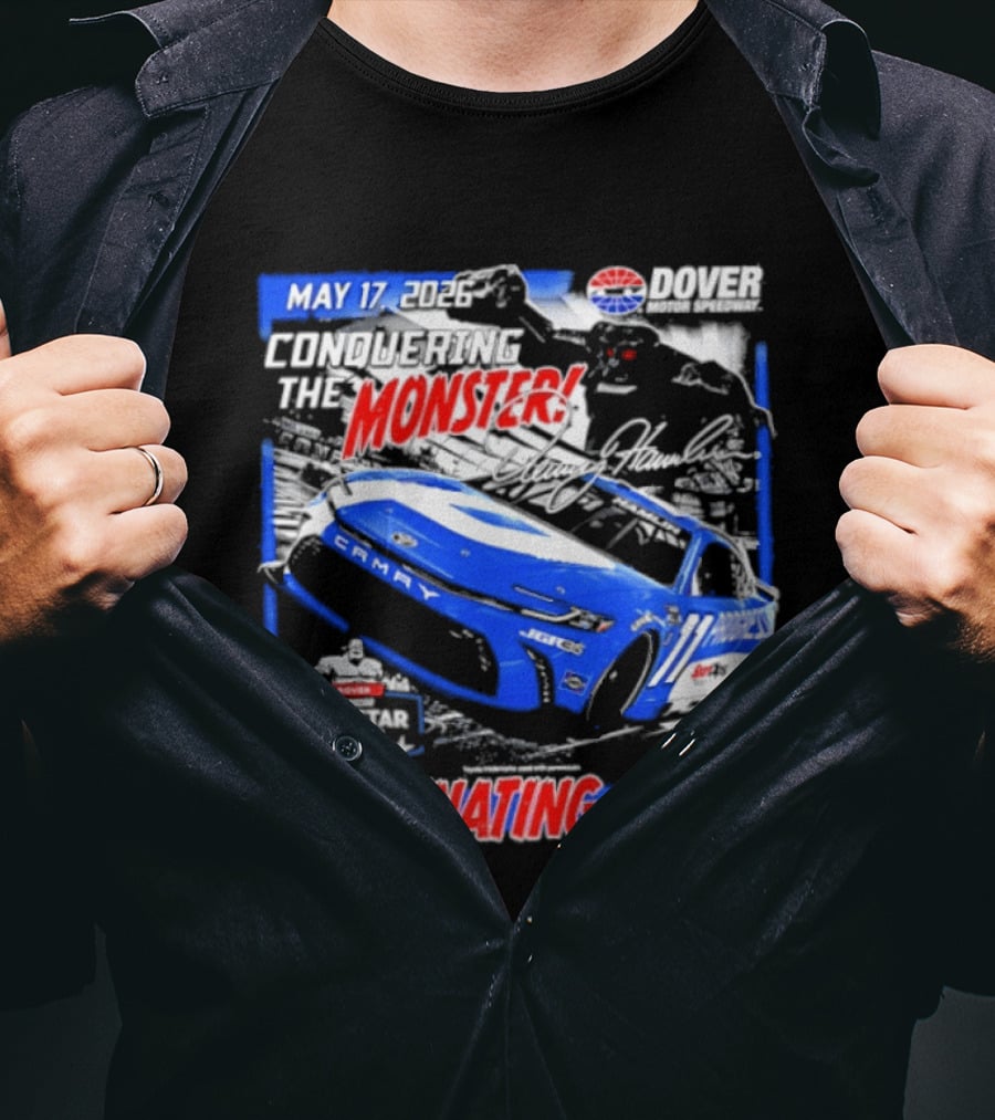 Denny Hamlin May 17 All Star Monster Dominating Win NASCAR Race Autographed T-Shirt