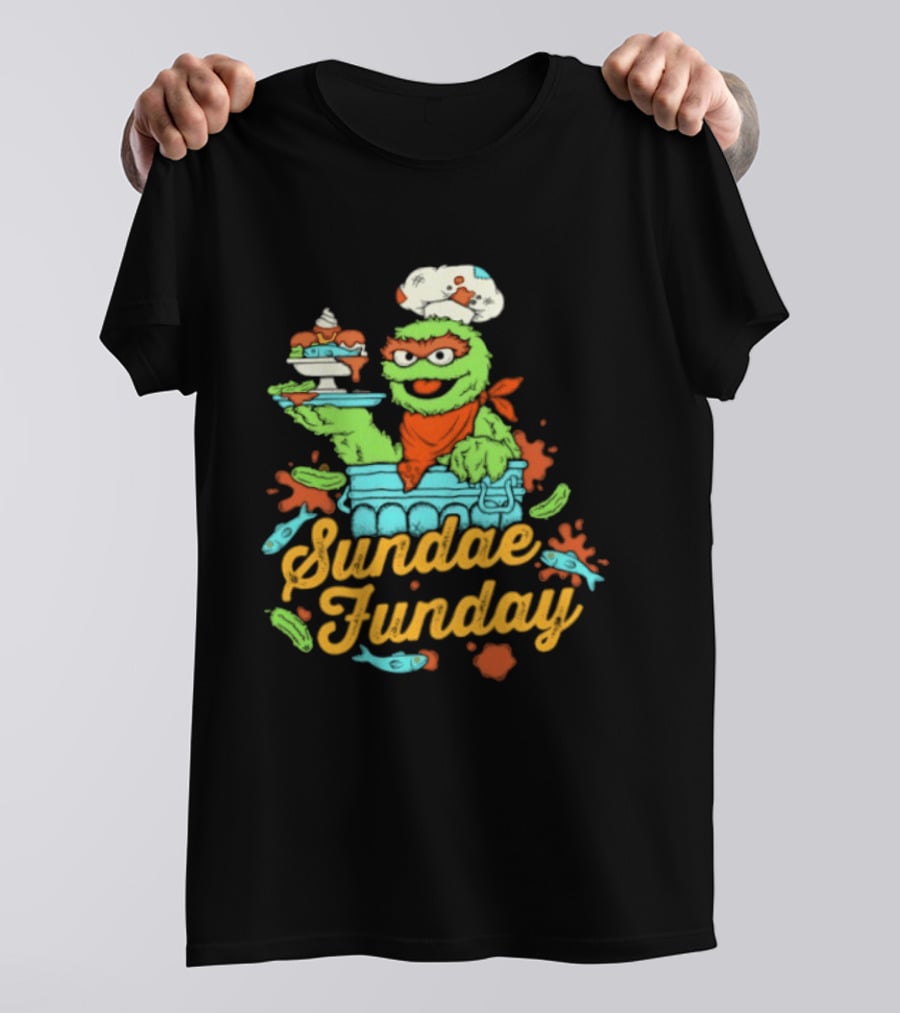 Oscar The Grouch Sundae Funday Chef Hat Dessert Landfill T-Shirt