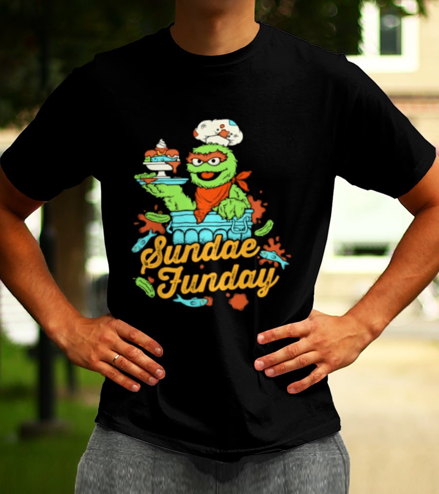 Oscar The Grouch Sundae Funday Chef Hat Dessert Landfill T-Shirt