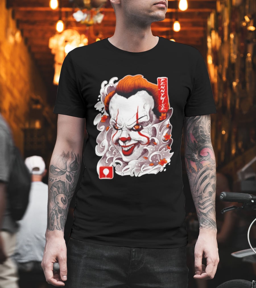 Pennywise Creepy Clown Big Head Horror It Movie Iconic Scary Face Balloon T-Shirt