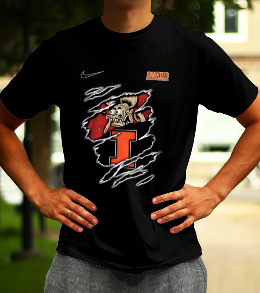 Nike Illinois Fighting Illini Rat Fink Built Not To Bow NCAA T-Shirt