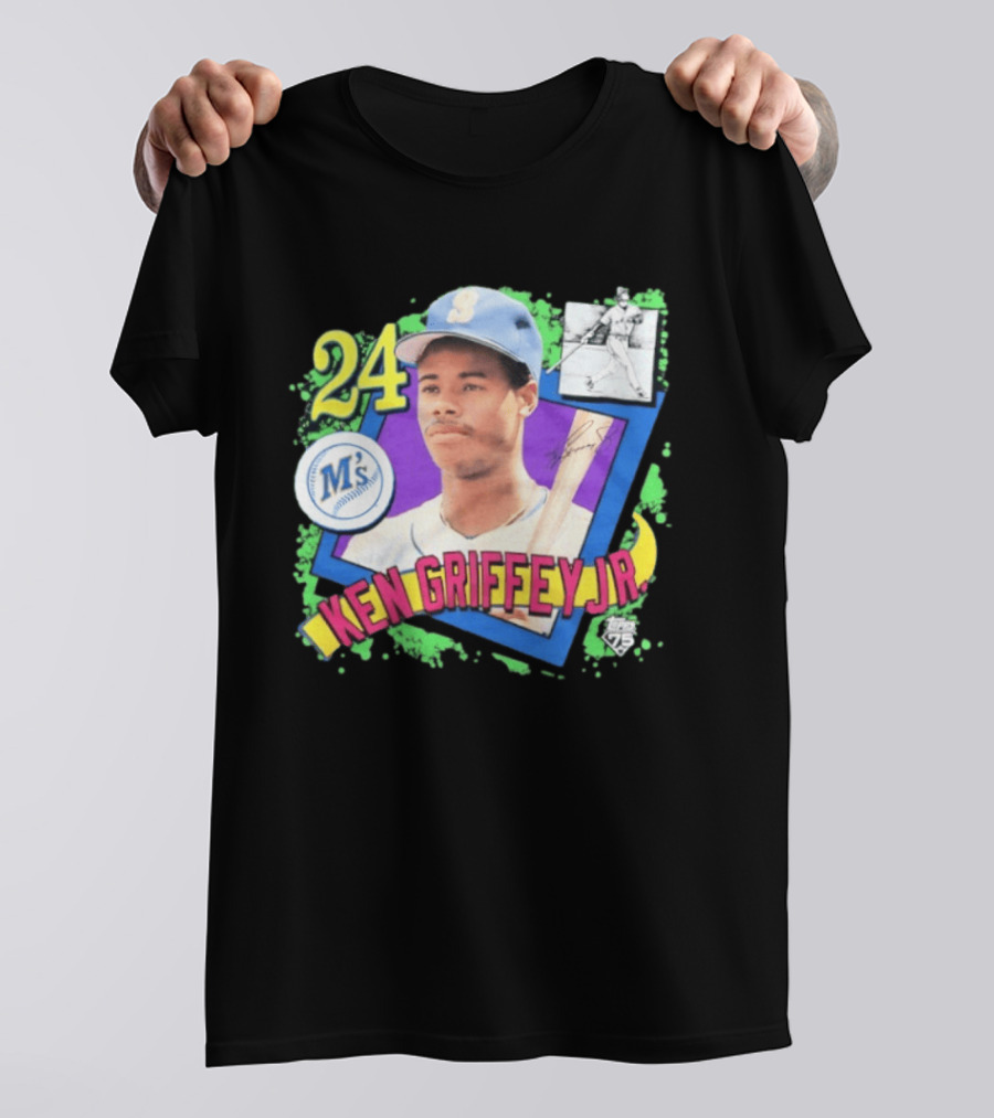 Ken Griffey Jr 24 Seattle Mariners Baseball Card Retro Topps 75 M's T-Shirt