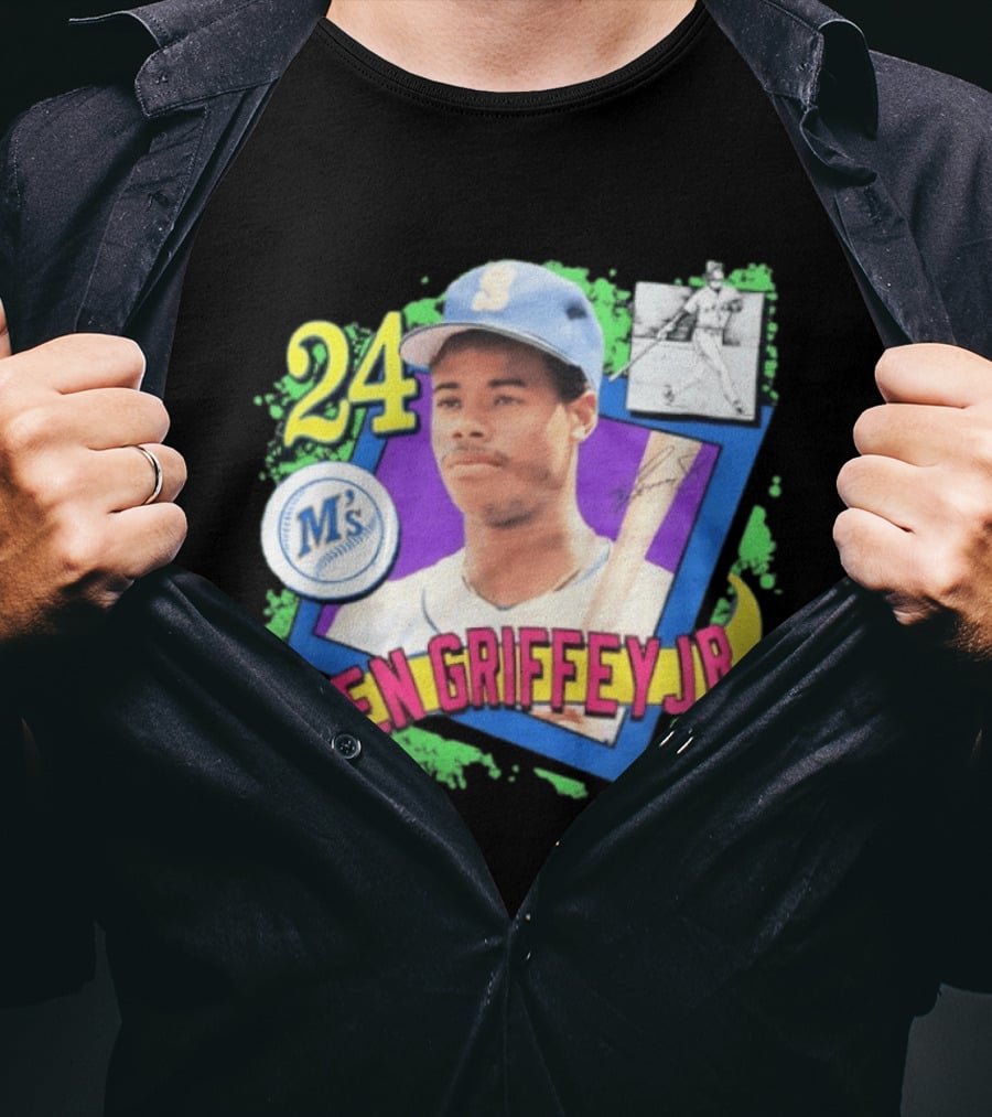 Ken Griffey Jr 24 Seattle Mariners Baseball Card Retro Topps 75 M's T-Shirt