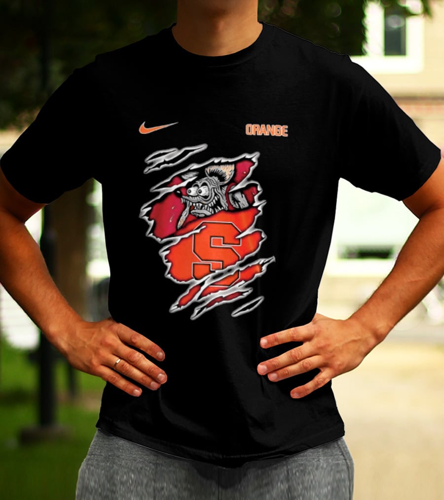 Nike Syracuse Orange S Logo Rat Fink Built To Not Bow T-Shirt