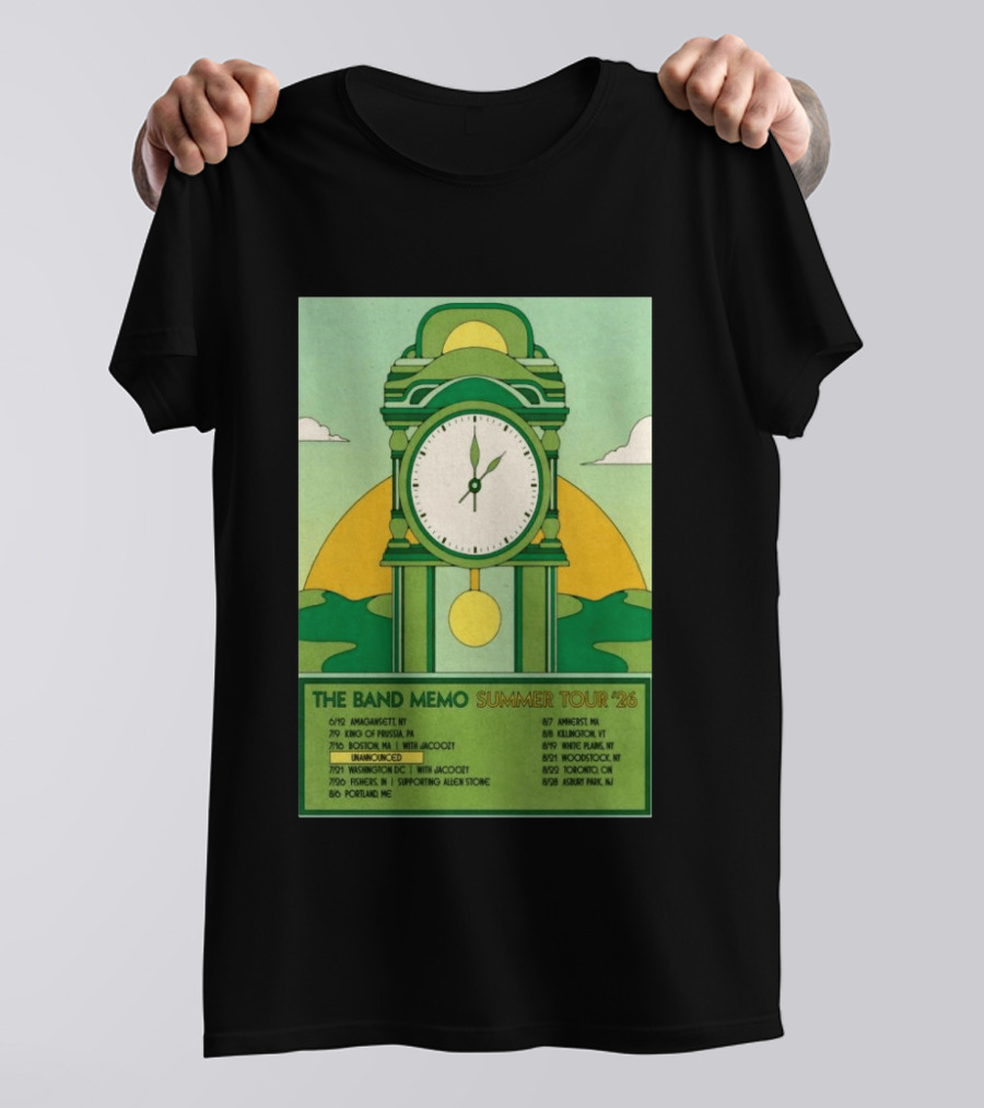 The Band Memo Summer Tour 2026 Amagansett King Of Prussia Boston Washington Missoula Portland Amherst Killington Woodstock Toronto Asbury Park T-Shirt