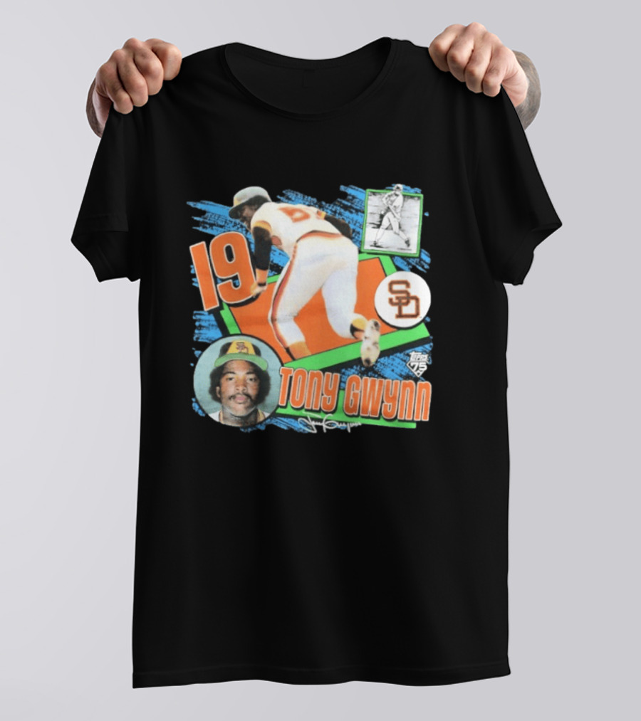 San Diego Padres 19 Tony Gwynn Vintage Baseball Card Topps 75 T-Shirt