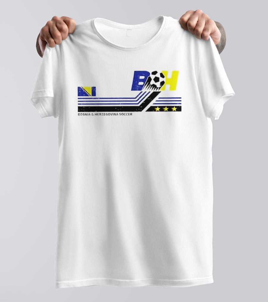 Bosnia Herzegovina Soccer BH Flag Three Stars Football T-Shirt