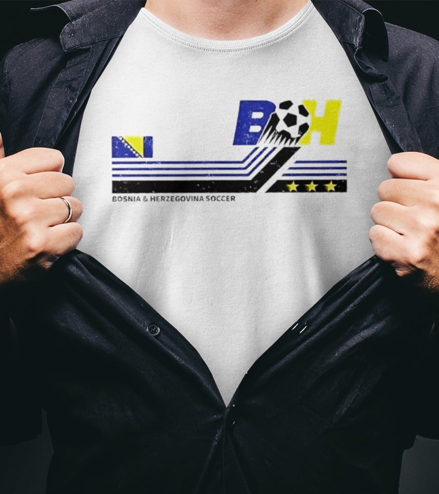 Bosnia Herzegovina Soccer BH Flag Three Stars Football T-Shirt