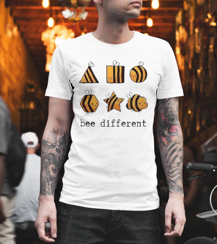 Bee Different Cartoon Bees Triangle Square Star Shapes T-Shirt