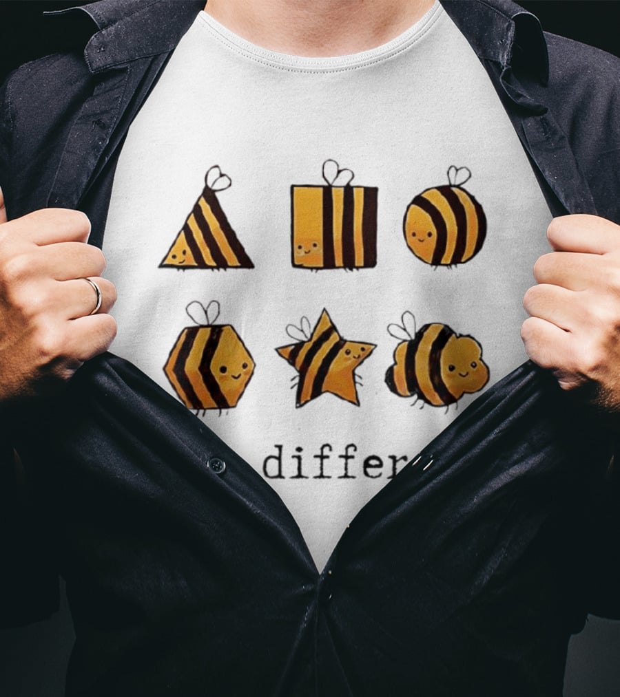 Bee Different Cartoon Bees Triangle Square Star Shapes T-Shirt