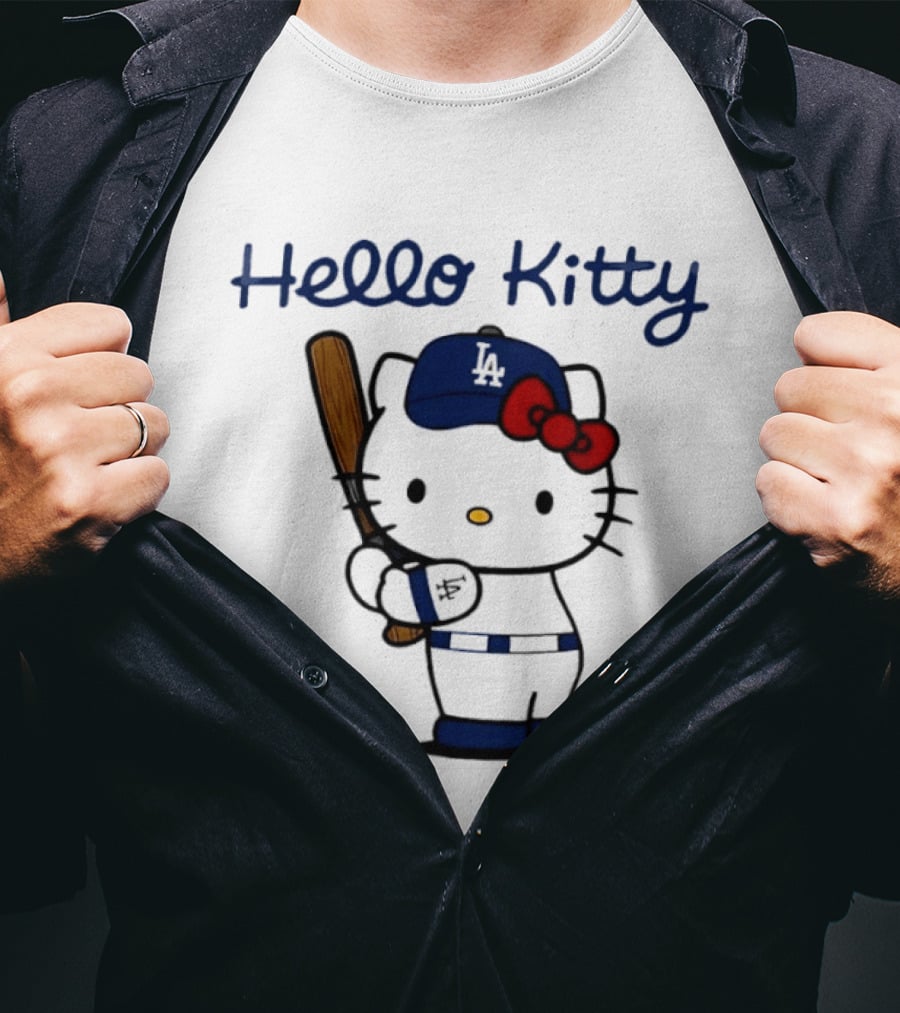 Hello Kitty Los Angeles Dodgers MLB Baseball Player T-Shirt